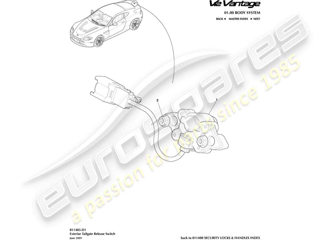 a part diagram from the aston martin v12 vantage parts catalogue