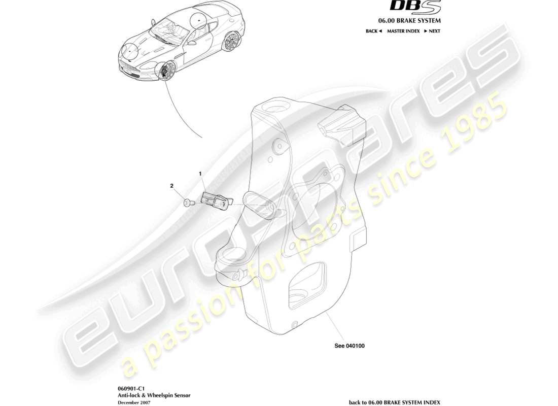 a part diagram from the aston martin dbs (2008) parts catalogue