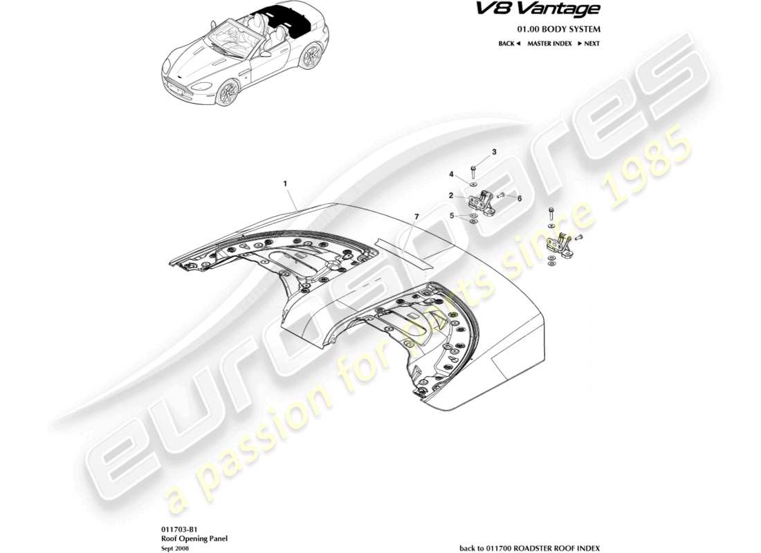 a part diagram from the aston martin v8 vantage (2014) parts catalogue