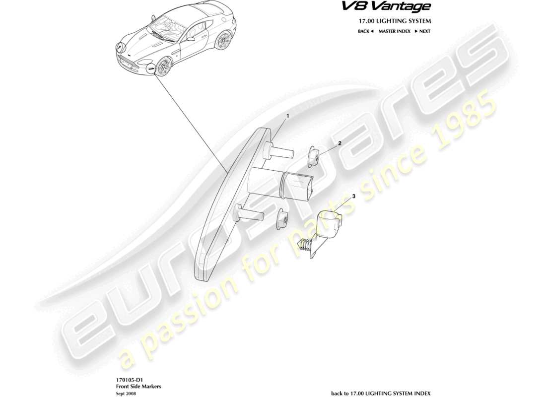 a part diagram from the aston martin vantage gt8 parts catalogue