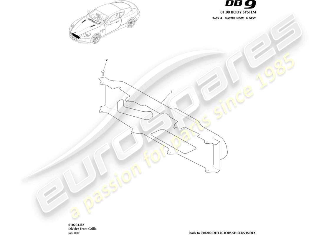 a part diagram from the aston martin db9 (2005) parts catalogue