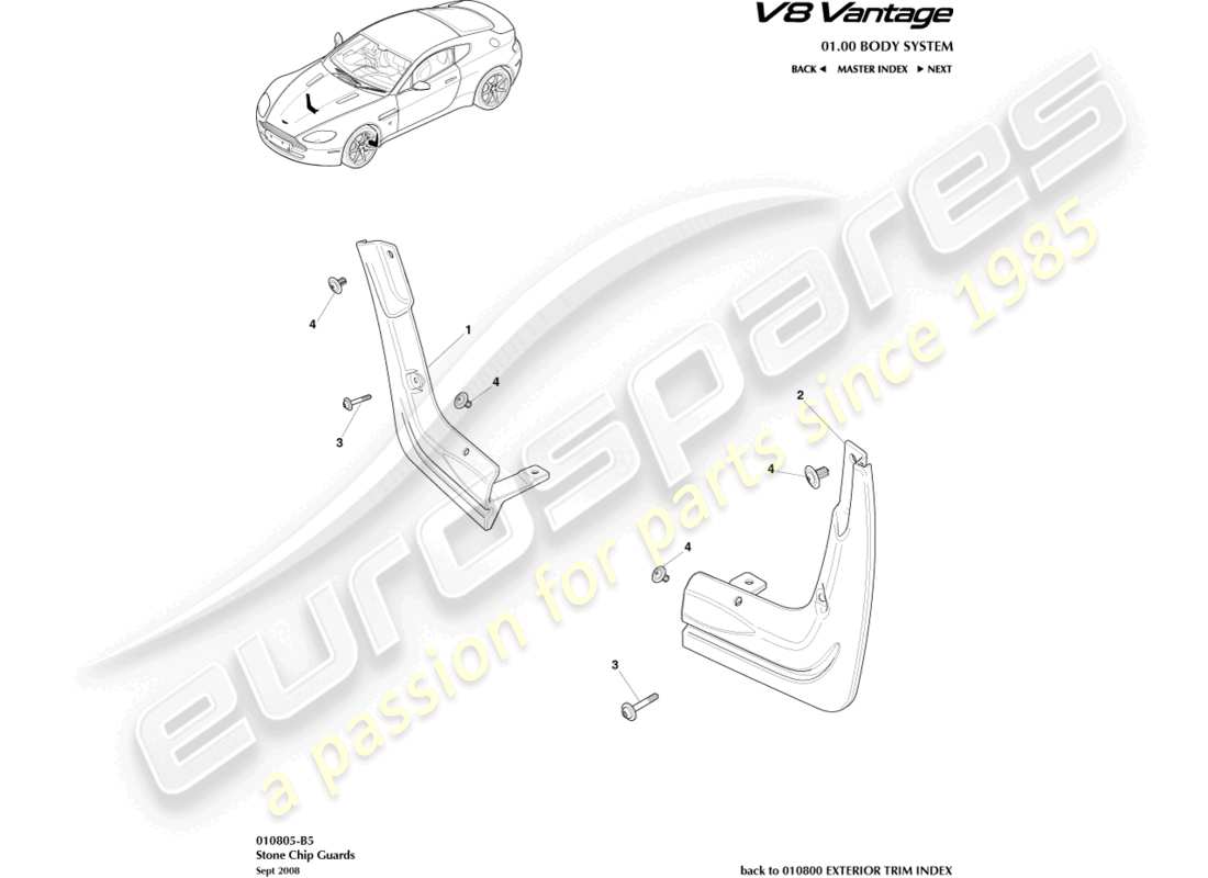 a part diagram from the aston martin v8 vantage (2009) parts catalogue