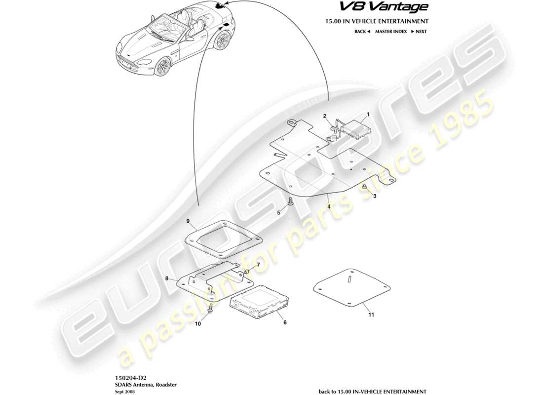 a part diagram from the aston martin v8 vantage (2013) parts catalogue