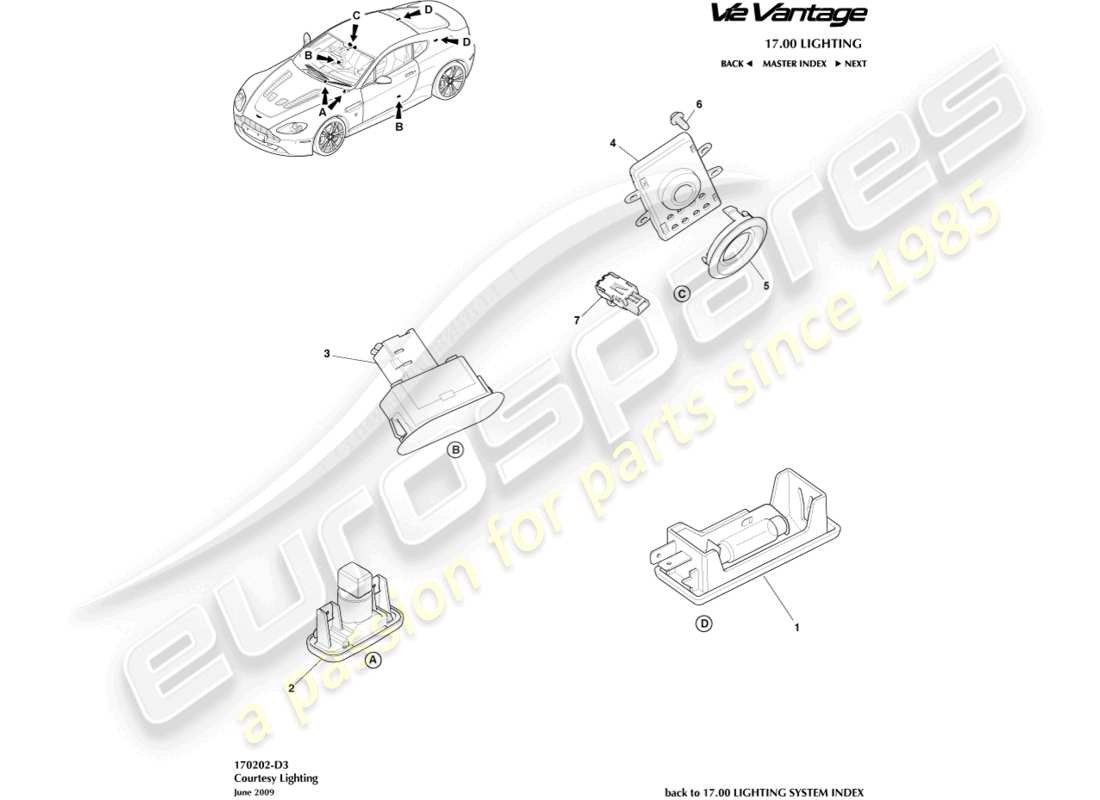 a part diagram from the aston martin v12 vantage (2012) parts catalogue