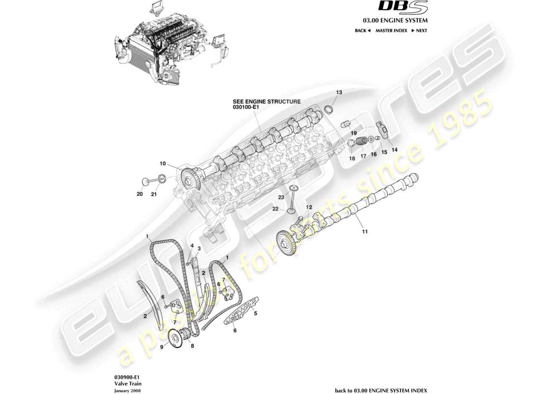 aston martin dbs (2011) valve train part diagram