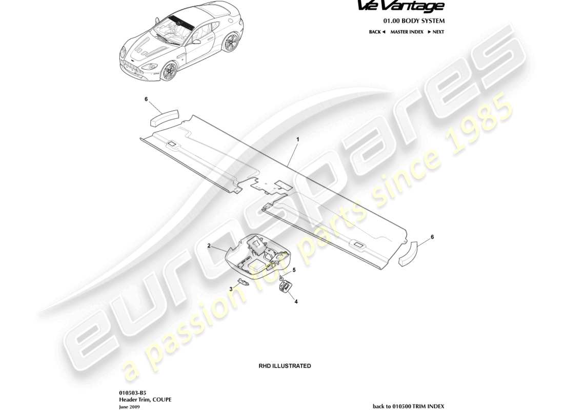 a part diagram from the aston martin v12 vantage parts catalogue