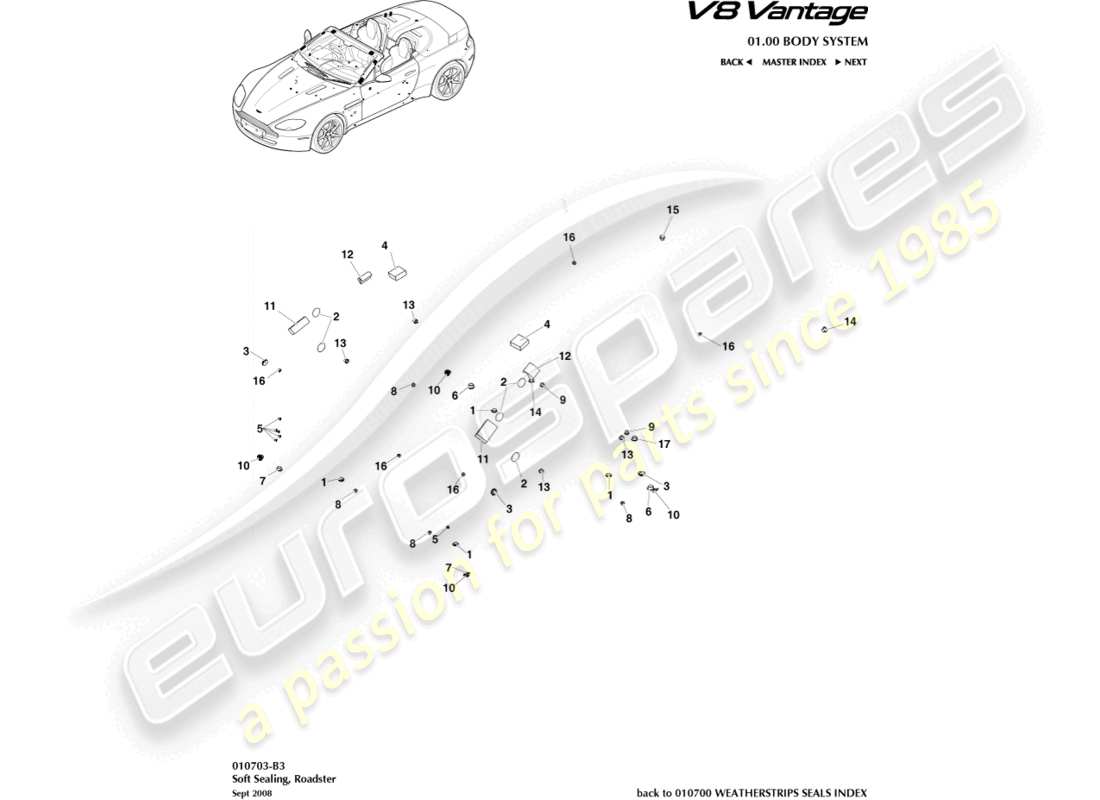 a part diagram from the aston martin v8 vantage (2013) parts catalogue