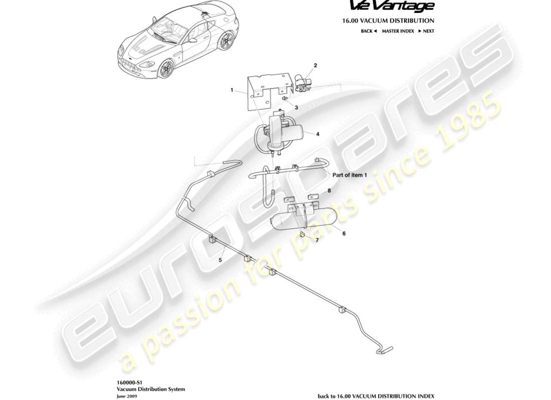 aston martin v12 vantage (2011) vacuum distribution part diagram