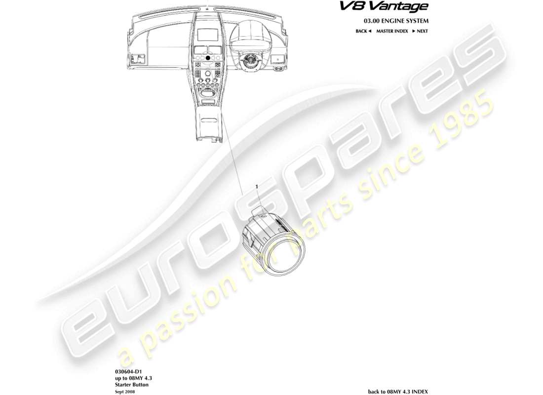 a part diagram from the aston martin v8 vantage (2016) parts catalogue