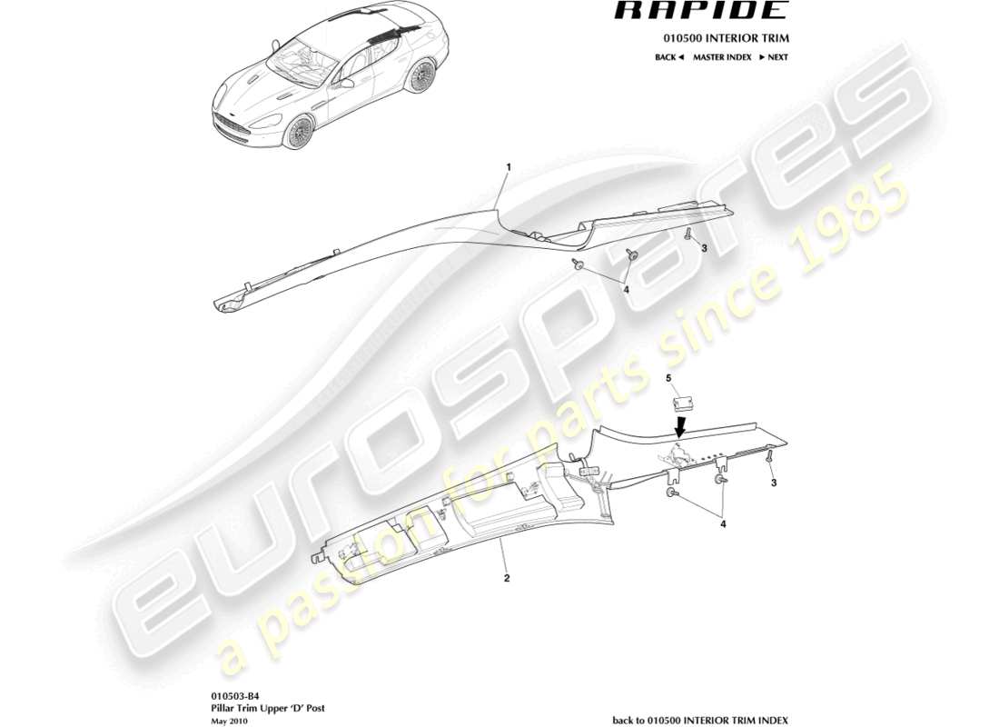 a part diagram from the aston martin rapide (2010) parts catalogue