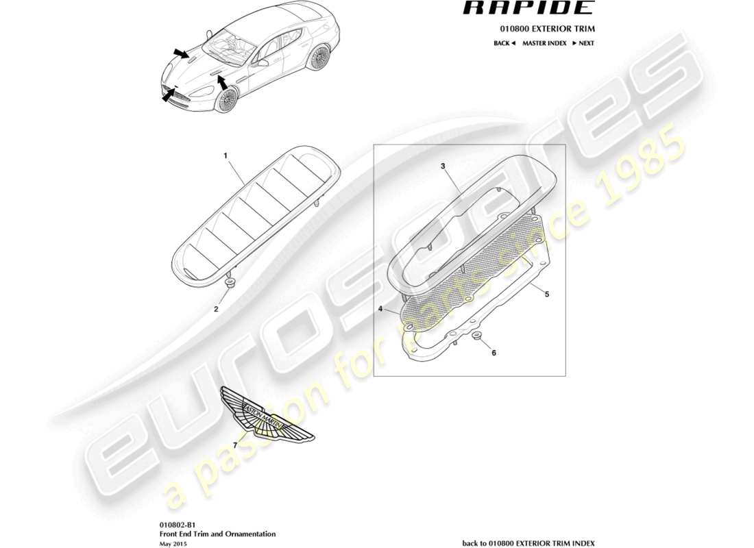 a part diagram from the aston martin rapide (2013) parts catalogue