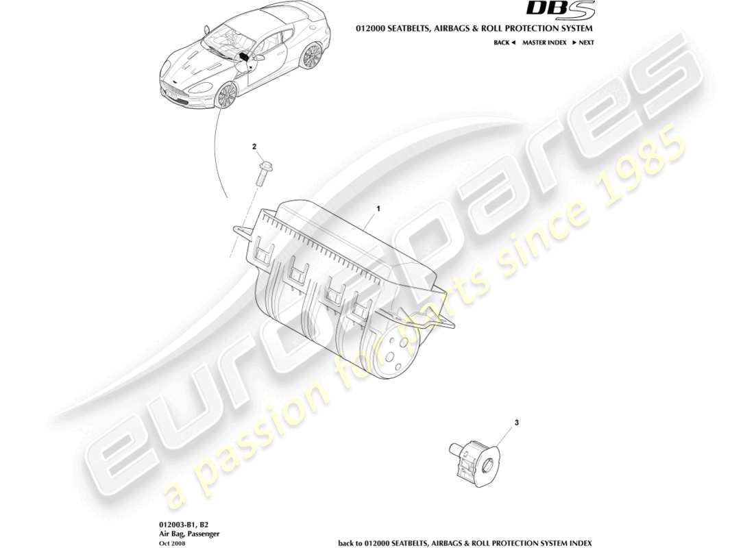 a part diagram from the aston martin dbs (2008) parts catalogue
