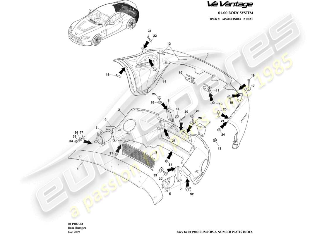 a part diagram from the aston martin v12 vantage parts catalogue