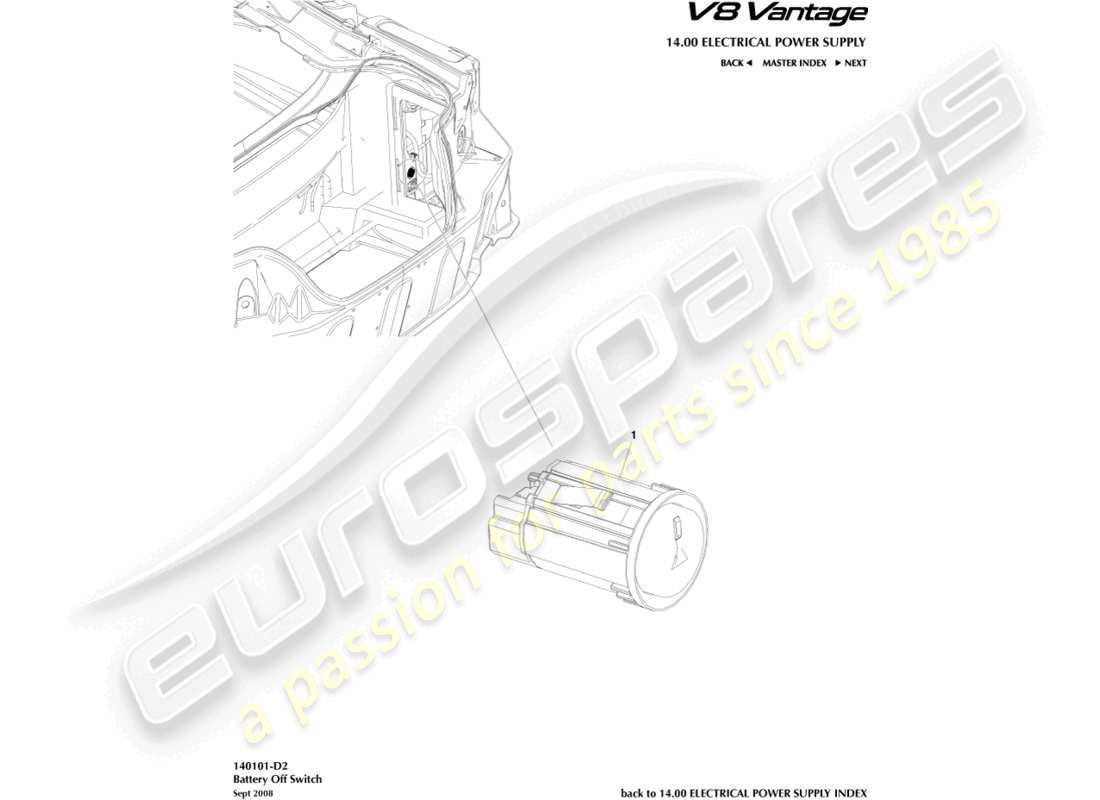 a part diagram from the aston martin v8 vantage (2009) parts catalogue
