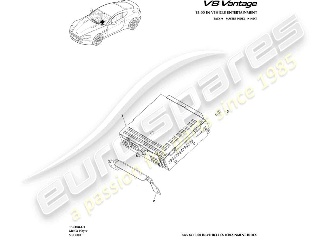 a part diagram from the Aston Martin V8 Vantage (2012) parts catalogue