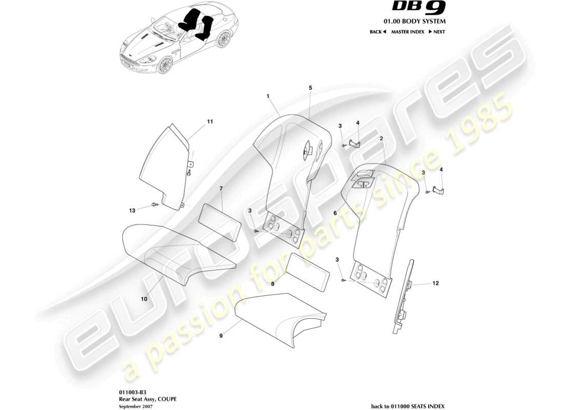 a part diagram from the aston martin db9 (2008) parts catalogue