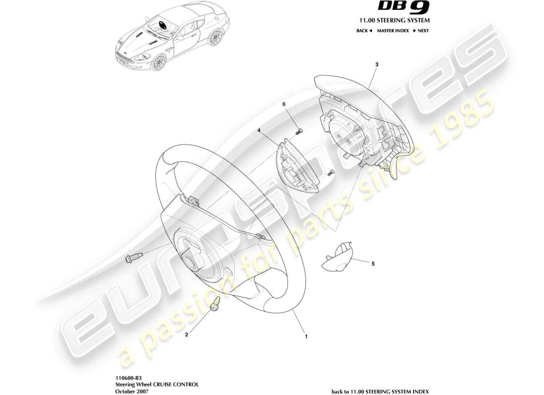 a part diagram from the aston martin db9 (2005) parts catalogue