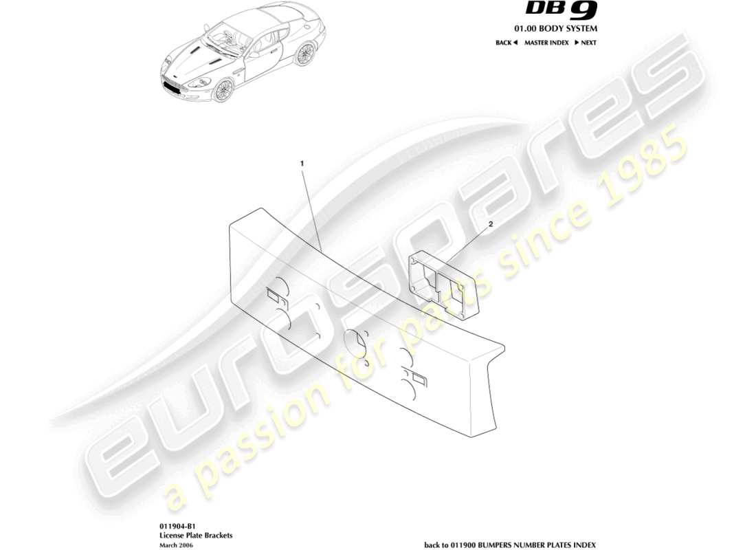 a part diagram from the aston martin db9 (2011) parts catalogue