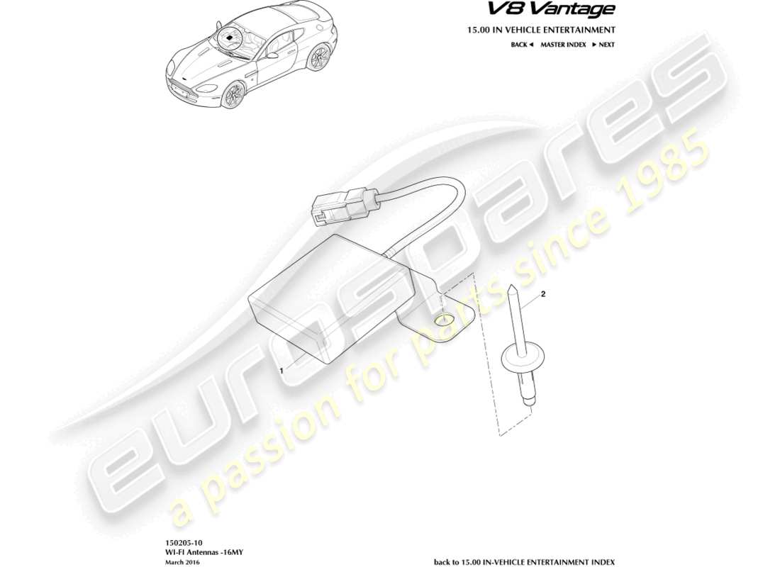 a part diagram from the aston martin v8 vantage (2017) parts catalogue