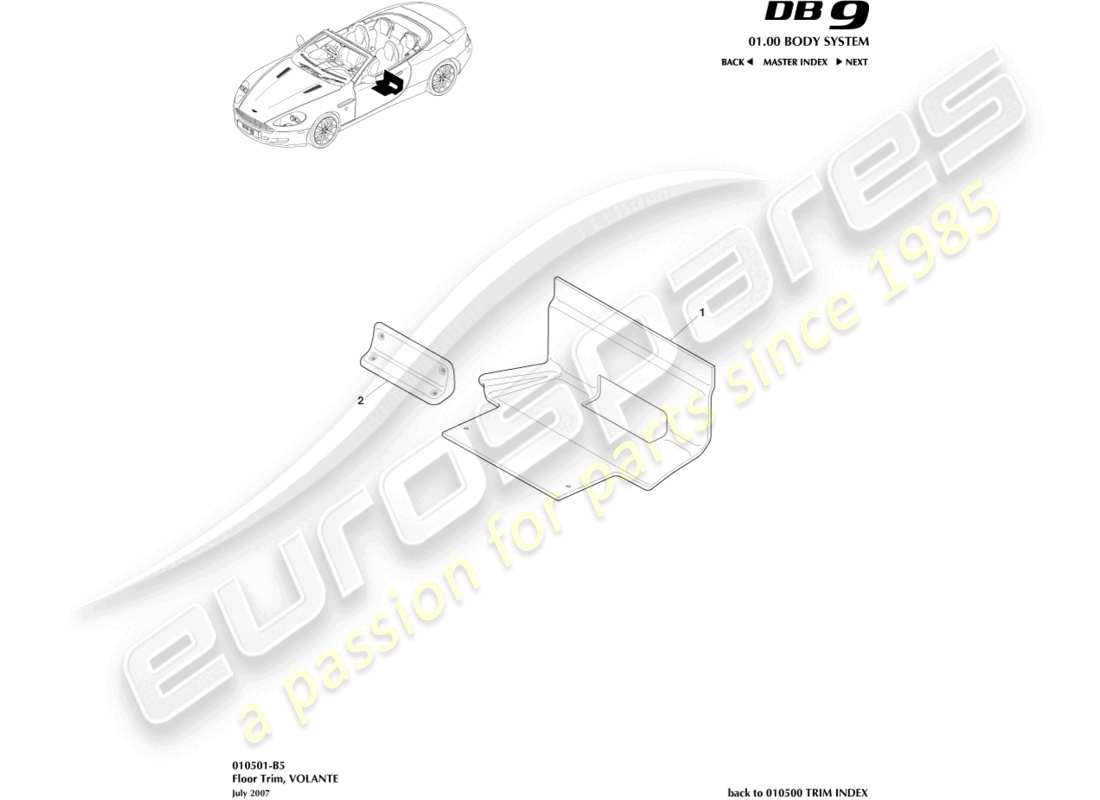 a part diagram from the Aston Martin DB9 (2008) parts catalogue