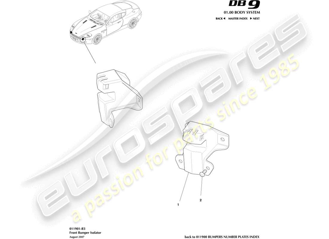 a part diagram from the aston martin db9 (2005) parts catalogue