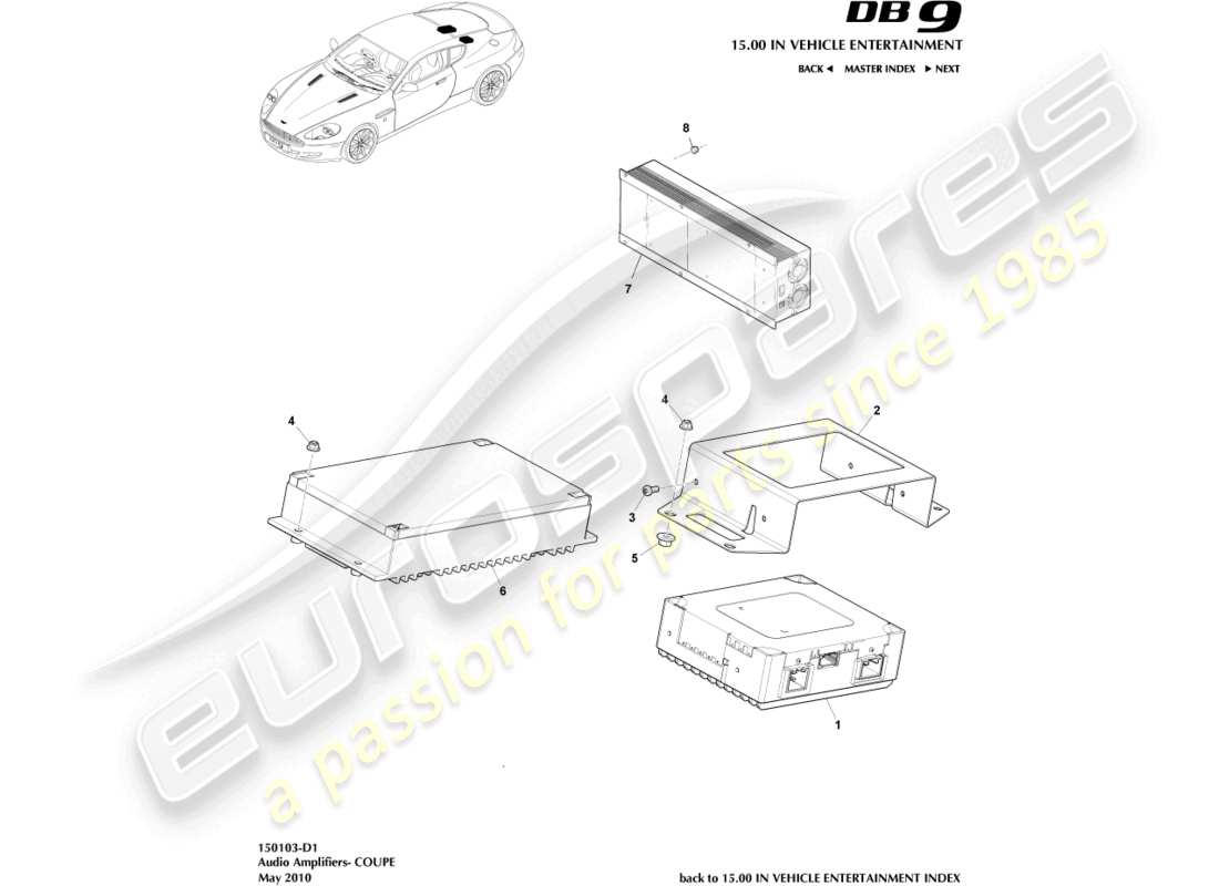 a part diagram from the Aston Martin DB9 (2005) parts catalogue