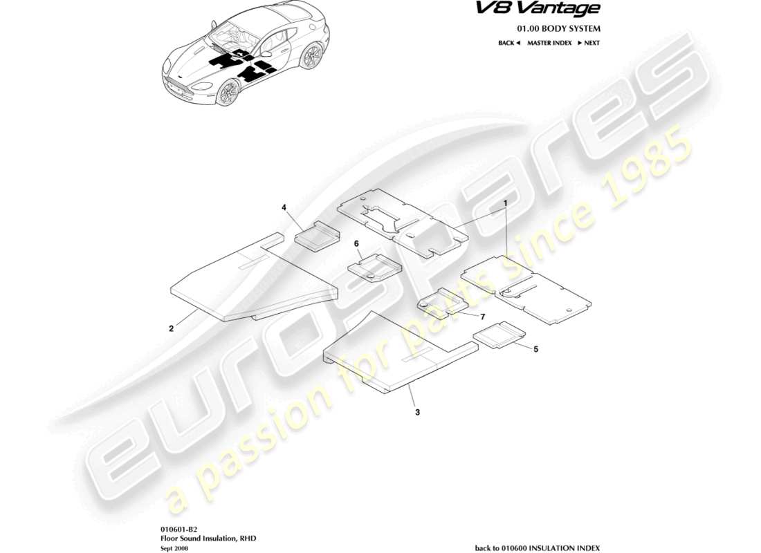 a part diagram from the aston martin v8 vantage (2006) parts catalogue
