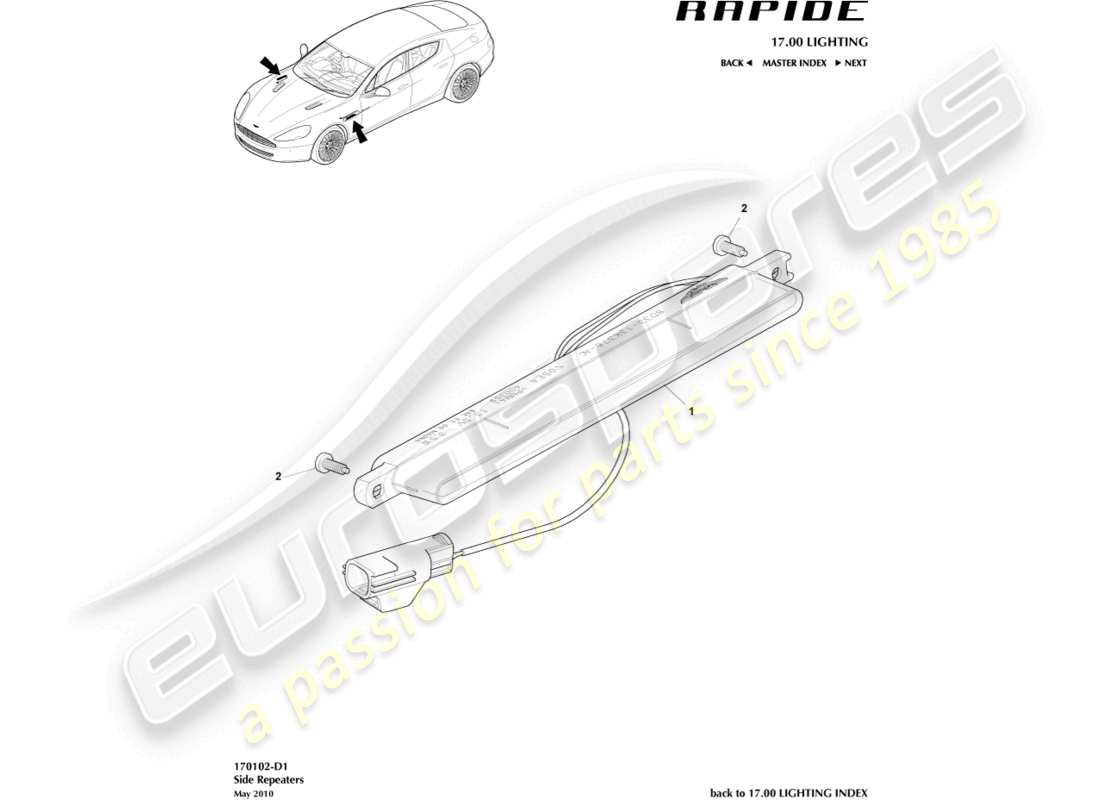 a part diagram from the aston martin rapide parts catalogue