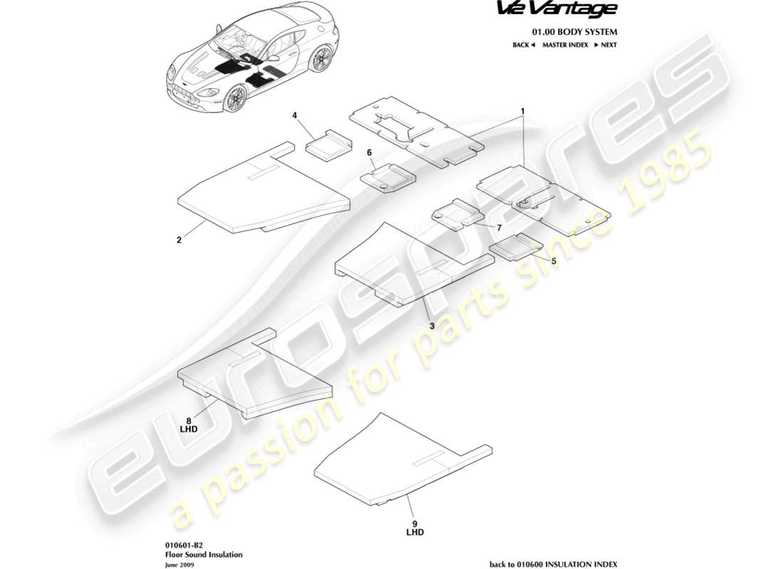 a part diagram from the aston martin v12 vantage parts catalogue