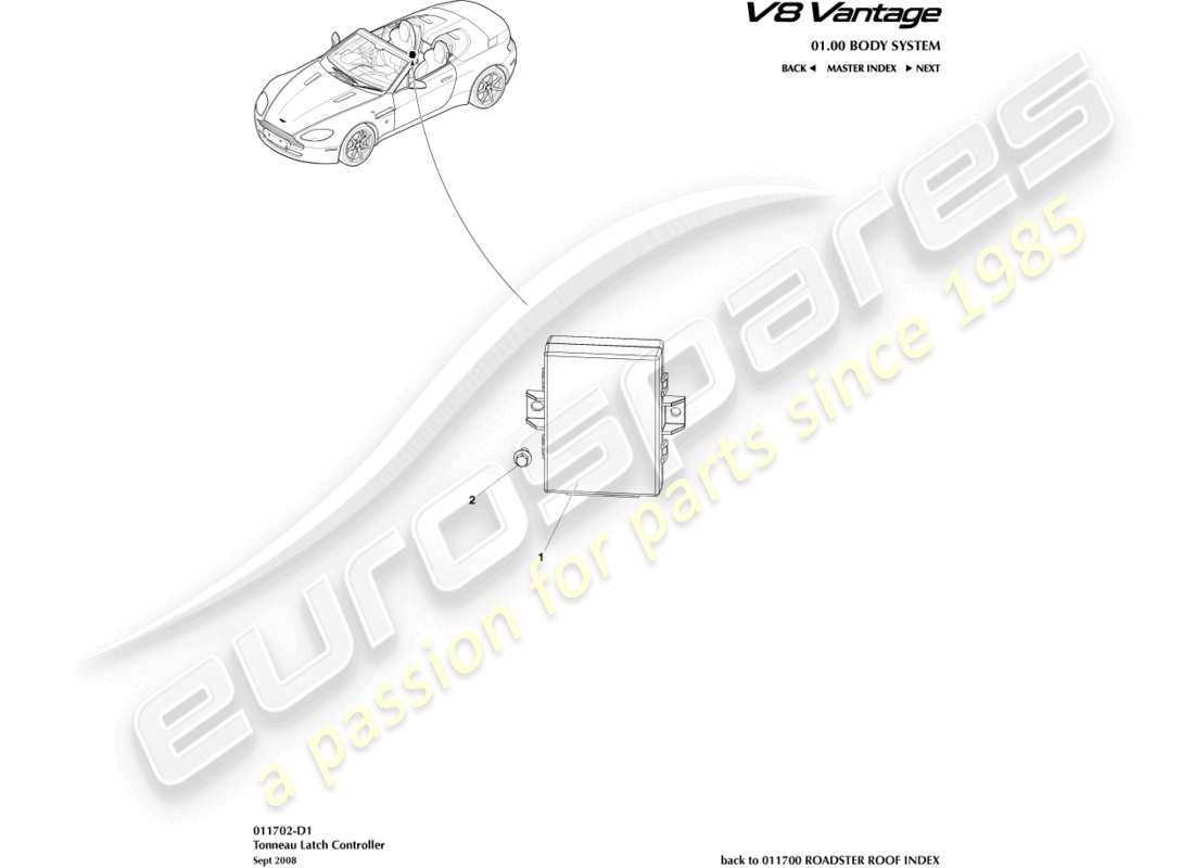 a part diagram from the aston martin v8 vantage (2006) parts catalogue