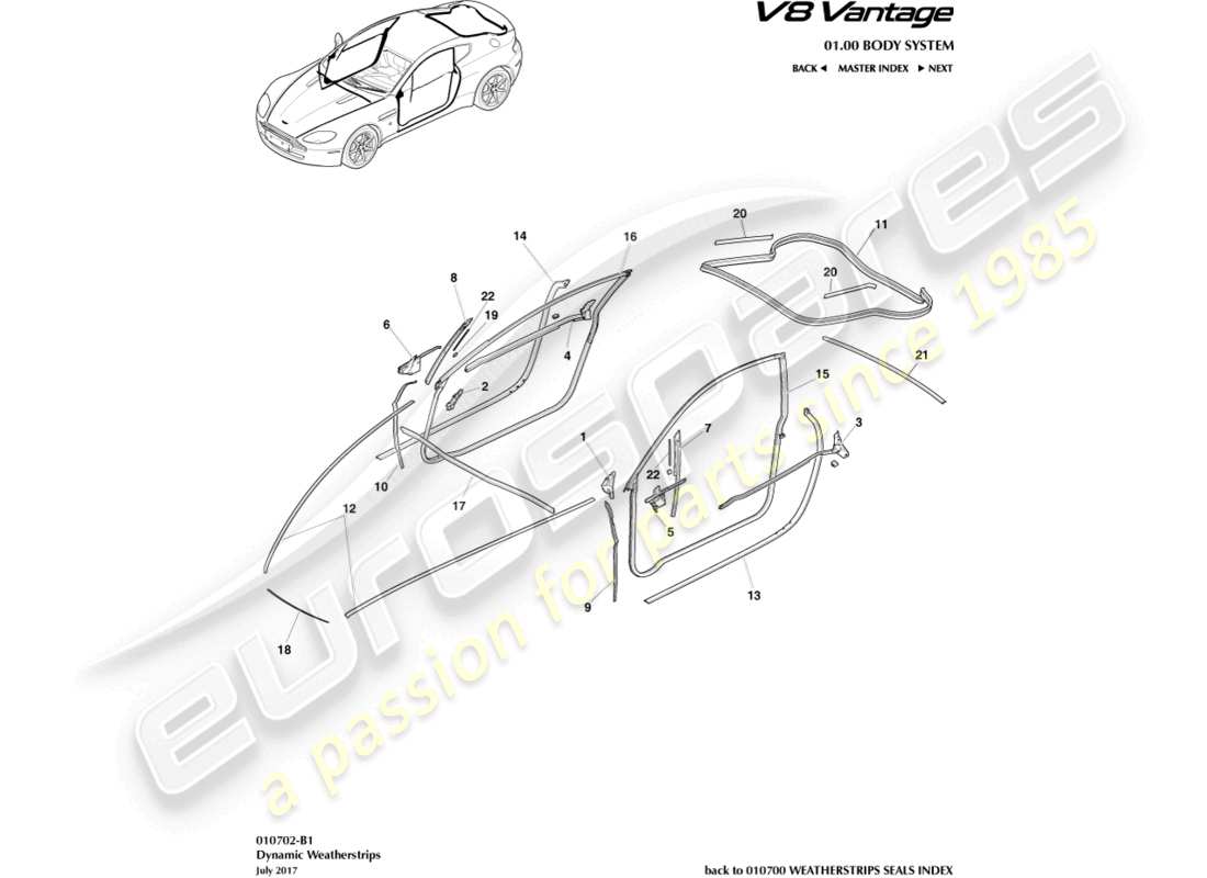 a part diagram from the aston martin v8 vantage (2016) parts catalogue