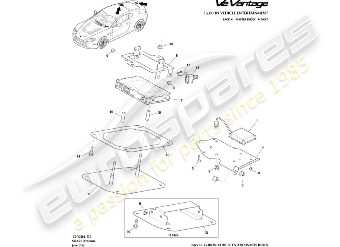 aston martin v12 vantage (2013) sdars antenna part diagram