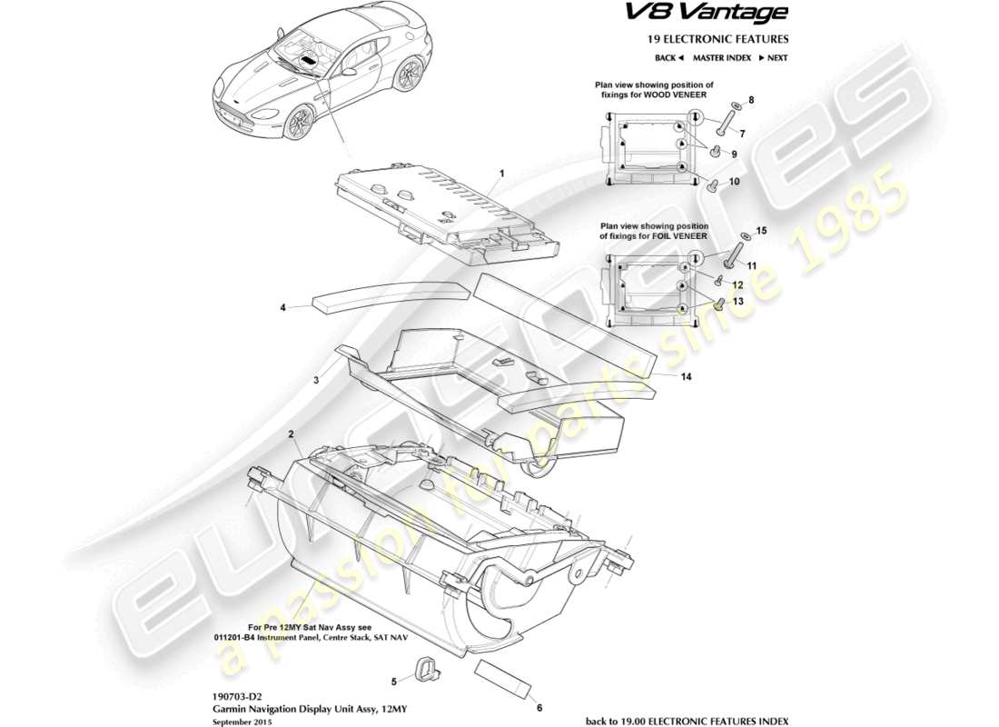 a part diagram from the aston martin v8 vantage (2013) parts catalogue