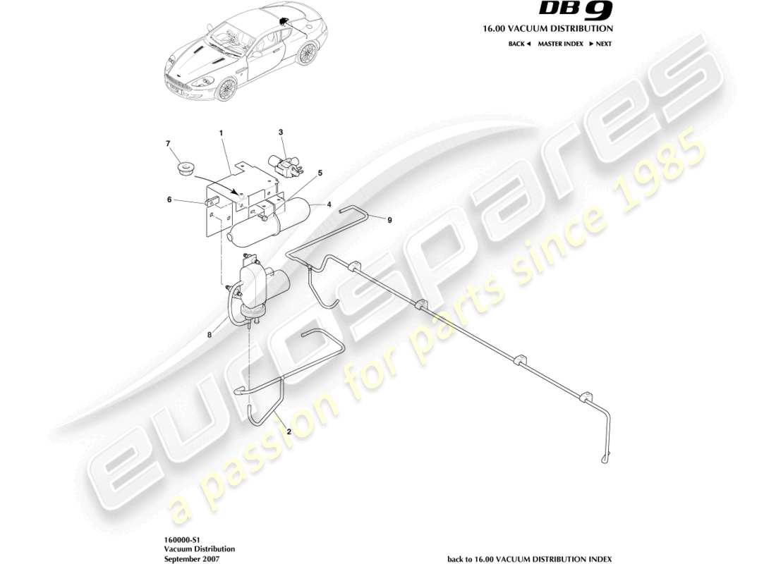 aston martin db9 (2009) vacuum distribution parts diagram