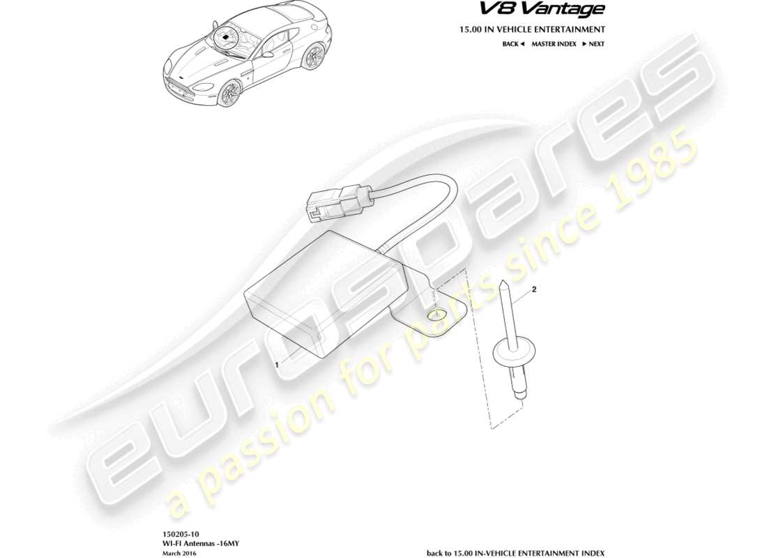 aston martin v8 vantage (2006) wi-fi antenna, 16my parts diagram