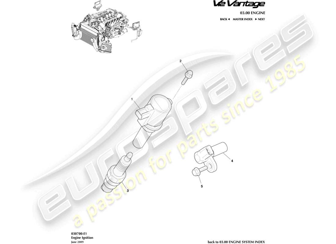 aston martin v12 vantage (2011) ignition part diagram