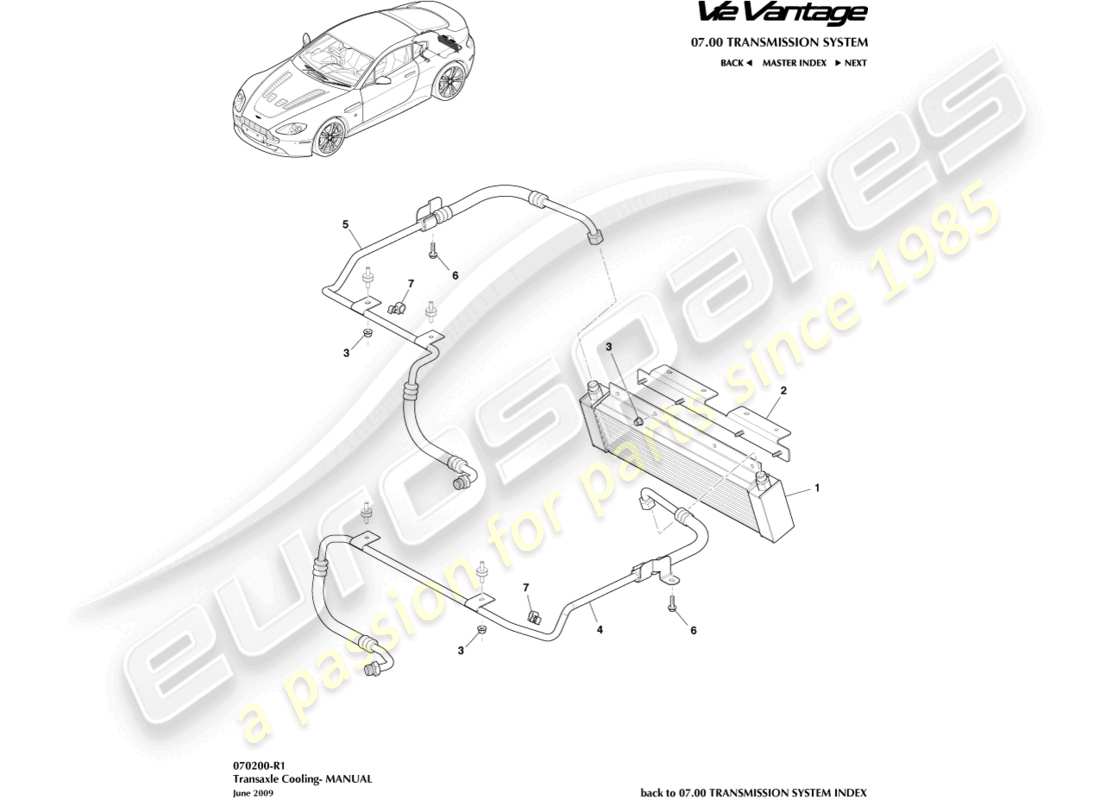 aston martin v12 vantage (2010) transmission cooler part diagram