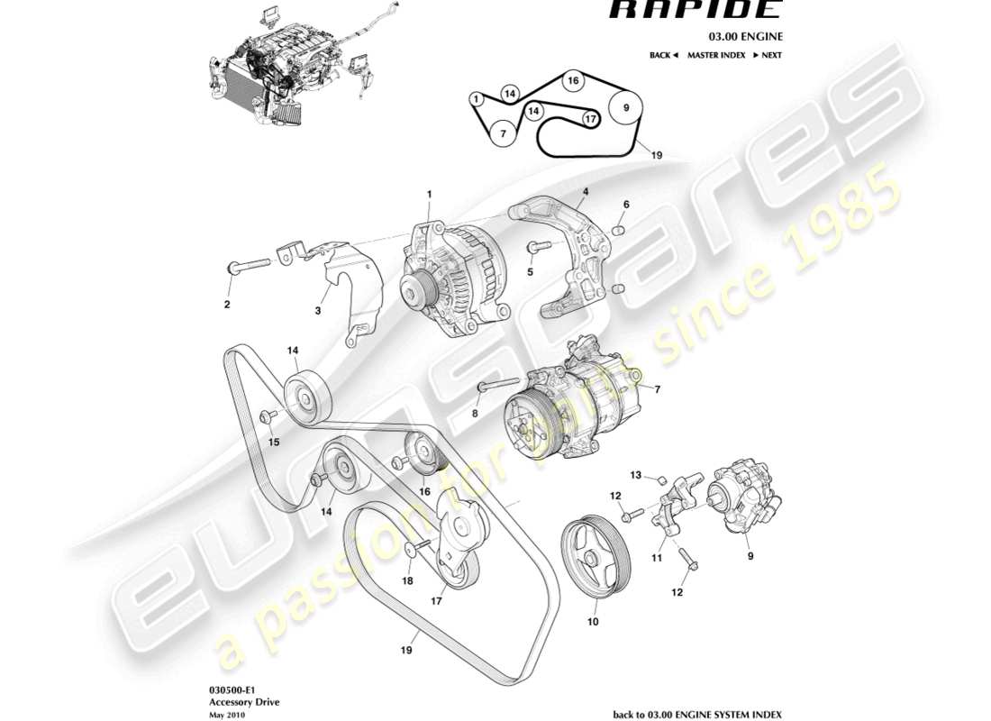 aston martin rapide (2016) accessory drive part diagram