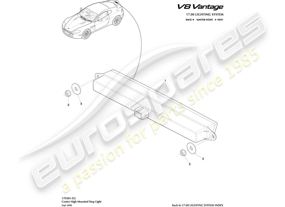 a part diagram from the aston martin v8 vantage (2015) parts catalogue