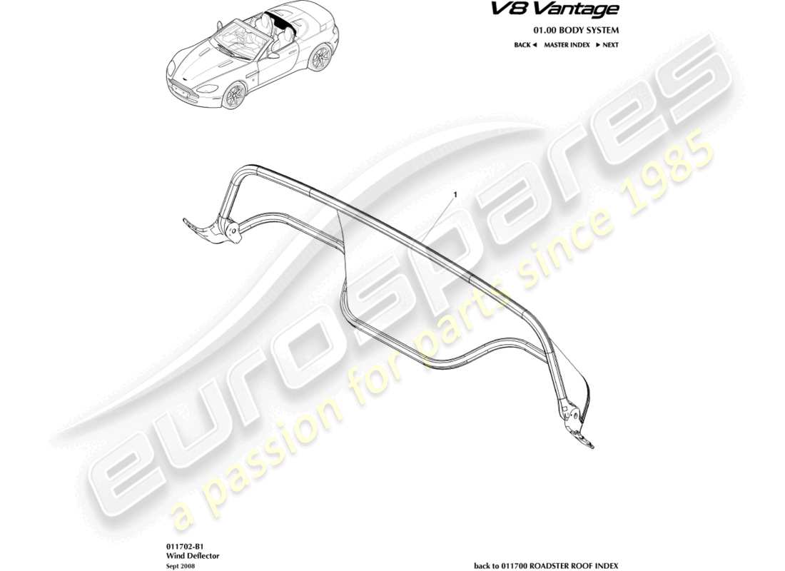 a part diagram from the aston martin v8 vantage (2010) parts catalogue