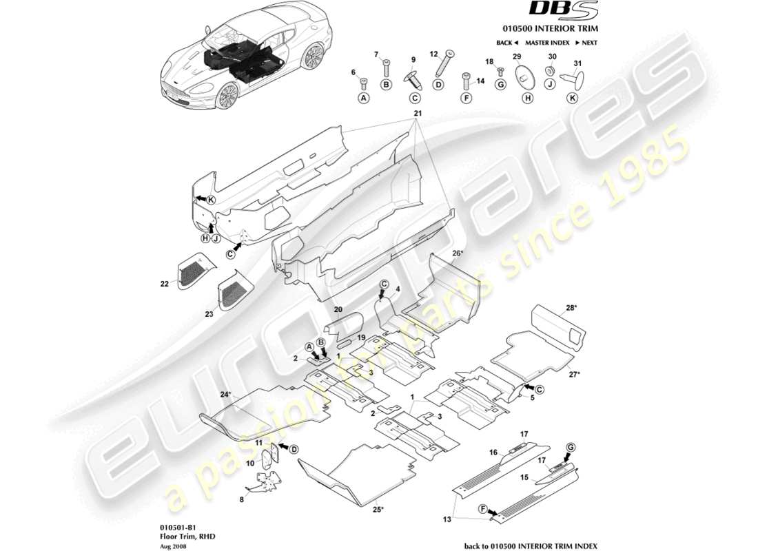 a part diagram from the aston martin dbs (2007) parts catalogue