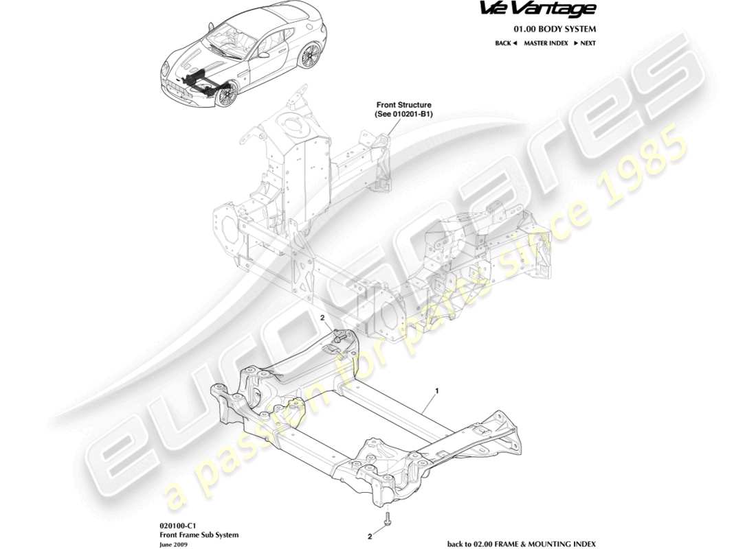 a part diagram from the aston martin v12 vantage parts catalogue