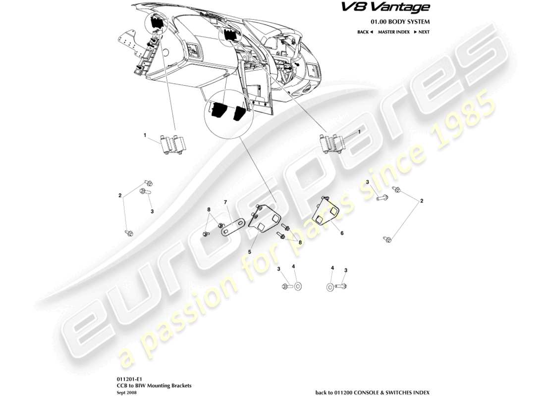 a part diagram from the aston martin v8 vantage (2015) parts catalogue