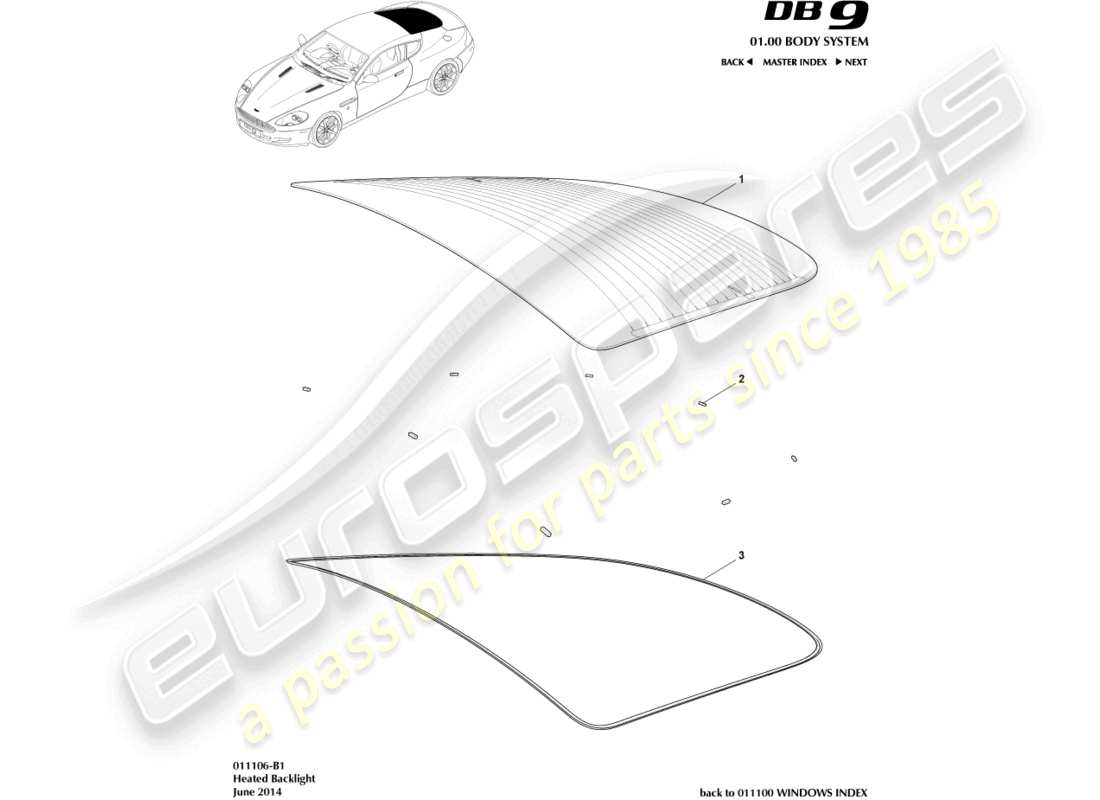 a part diagram from the aston martin db9 parts catalogue