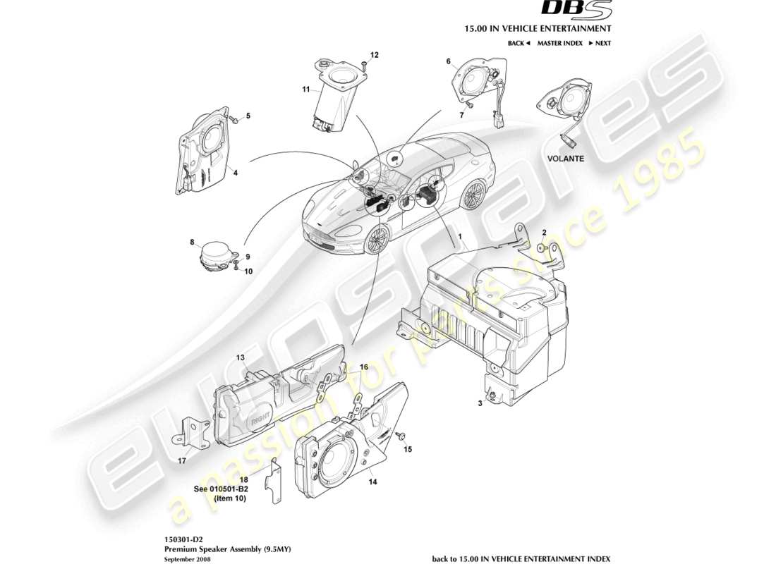a part diagram from the aston martin dbs (2013) parts catalogue