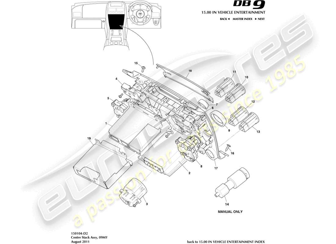 a part diagram from the Aston Martin DB9 (2005) parts catalogue