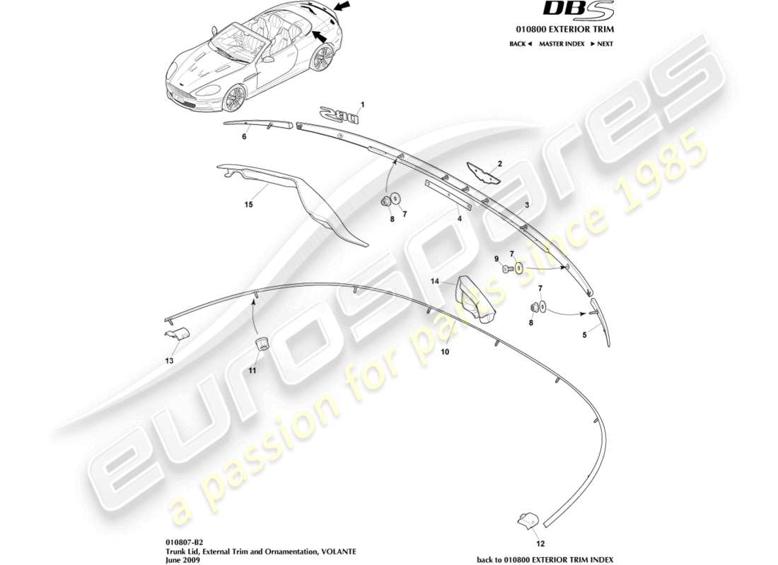 a part diagram from the aston martin dbs (2009) parts catalogue