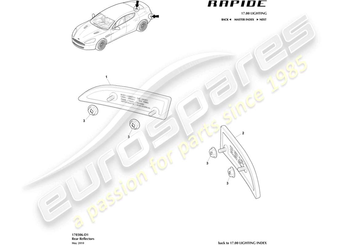 a part diagram from the aston martin rapide parts catalogue