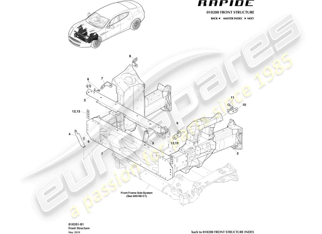 a part diagram from the aston martin rapide parts catalogue