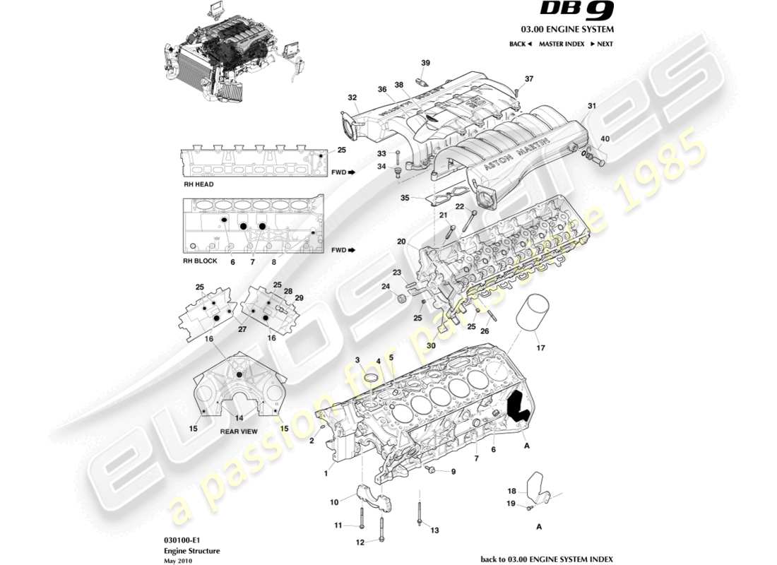 a part diagram from the aston martin db9 (2008) parts catalogue